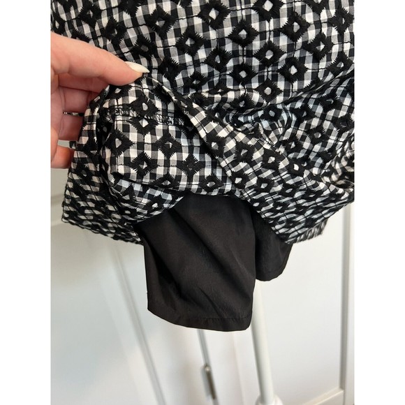 J Crew Factory Embroidered Sidewalk Skirt Gingham Size 8 Elastic Waist pockets - Picture 5 of 8